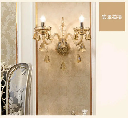 Cognac Elegance Crystal Candle Wall Sconce