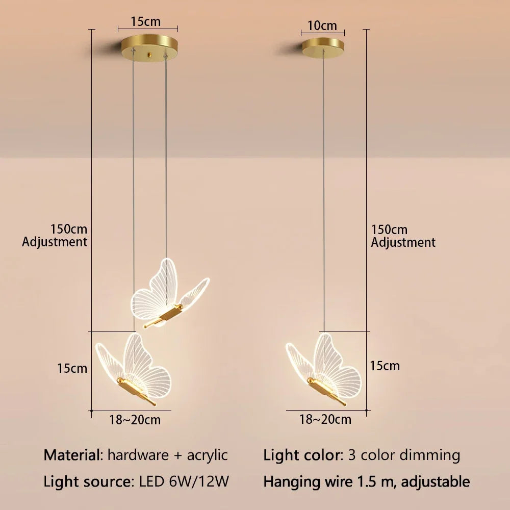 Gold Butterfly LED Pendant