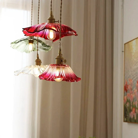 Art Deco Flower Glass Pendant