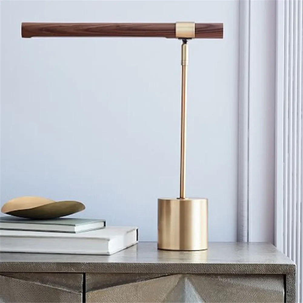 WoodGlow LED Desk Lamp: Modern Art & Eye Care