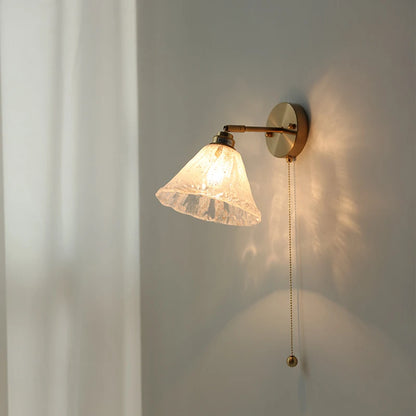 Nordic Blue Glass Pull Chain Wall Sconce Lamp