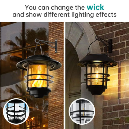 FlickerGlow Solar Wall Lanterns - 2Pack Sconce Lights