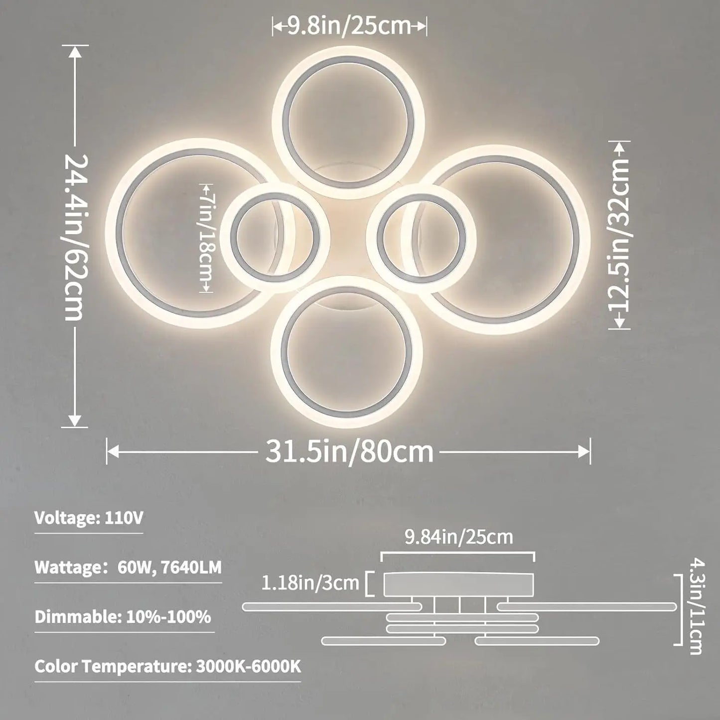 GlowRing: Dimmable LED Ceiling Chandelier