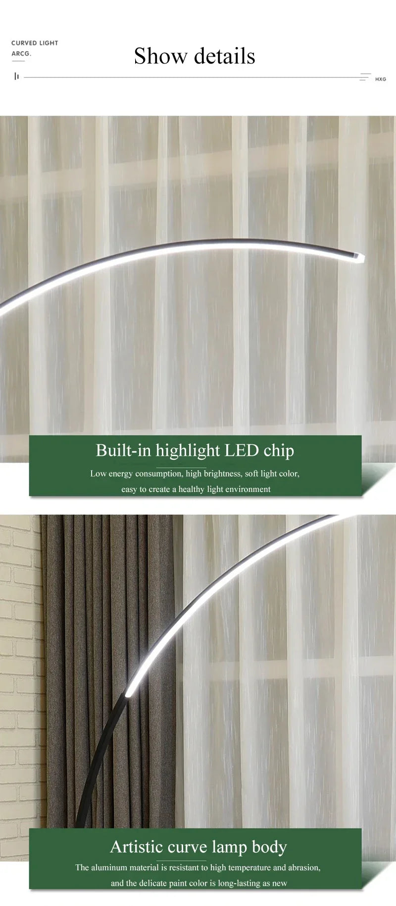 Nordic LED Corner Light Arc RGB Floor Lamps