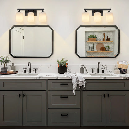 Matte Black Vanity Light with Frosted Glass — 3, 4 or 5 Lights