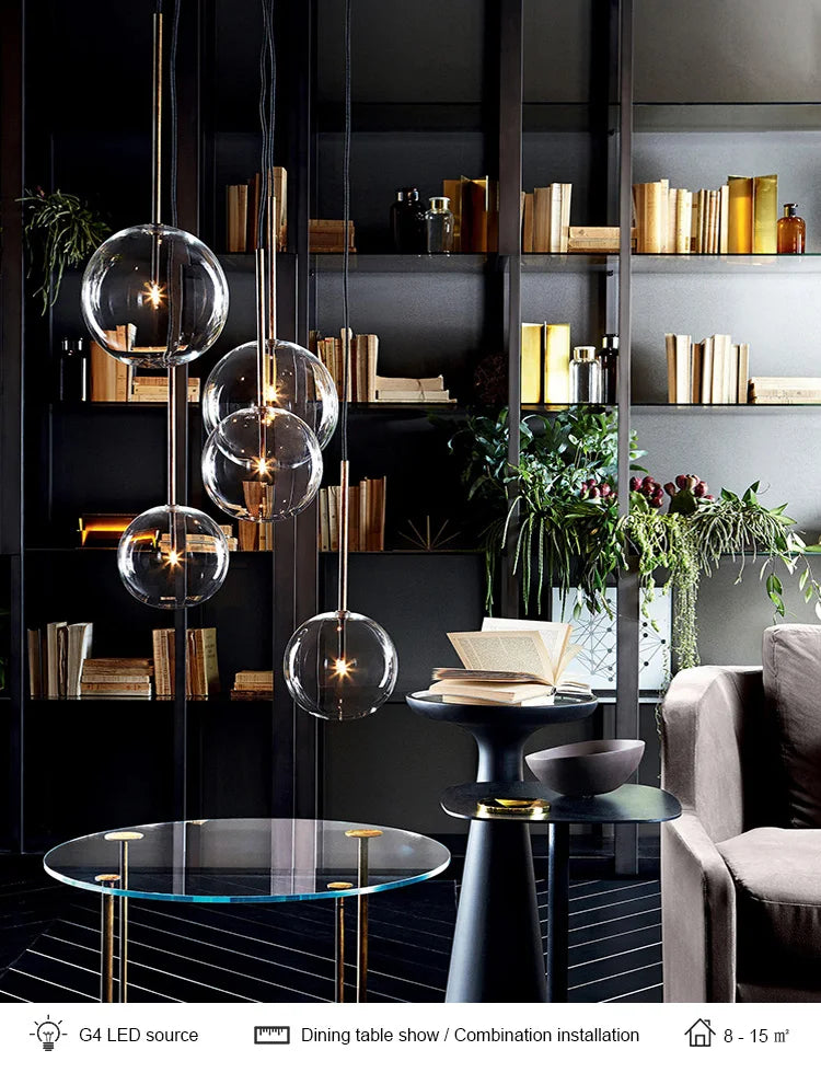 Nordic Chandeliers Lighting Clear Glass Ball Pendant Lights