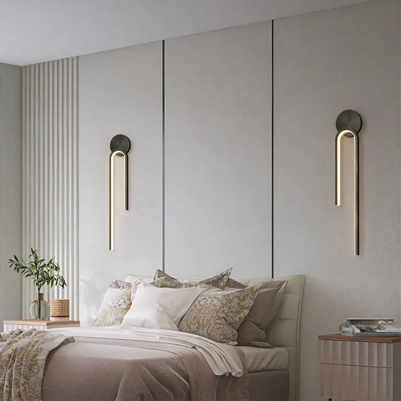 Minimalist Black LED Bedside Wall Sconce