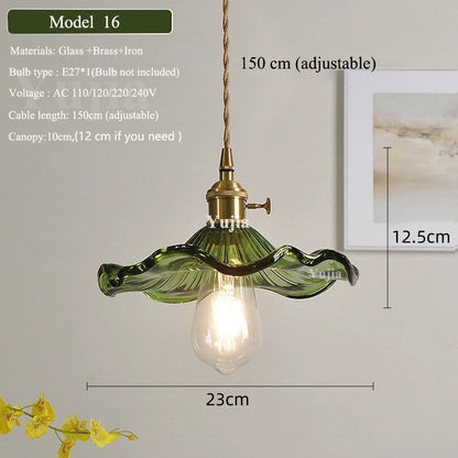 Green Glass Brass Pendant