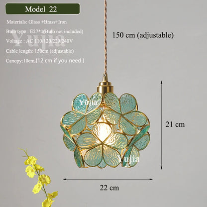 Green Glass Brass Pendant