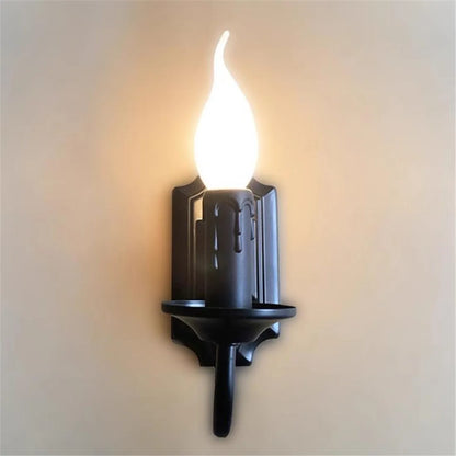Retro Black Industrial Candle Wall Sconce Set