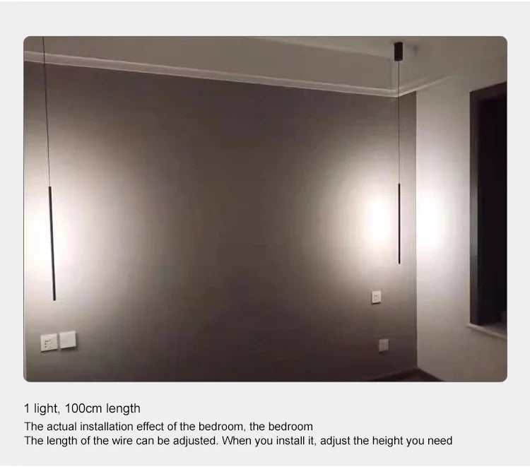 Modern Straight LED Chandelier Hanging Light Fixtures