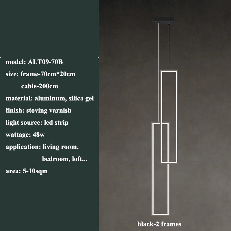 Modern Rectangle LED Pendant Light Living Room