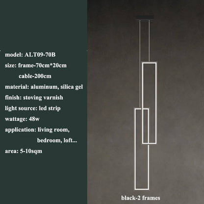 Modern Rectangle LED Pendant Light Living Room