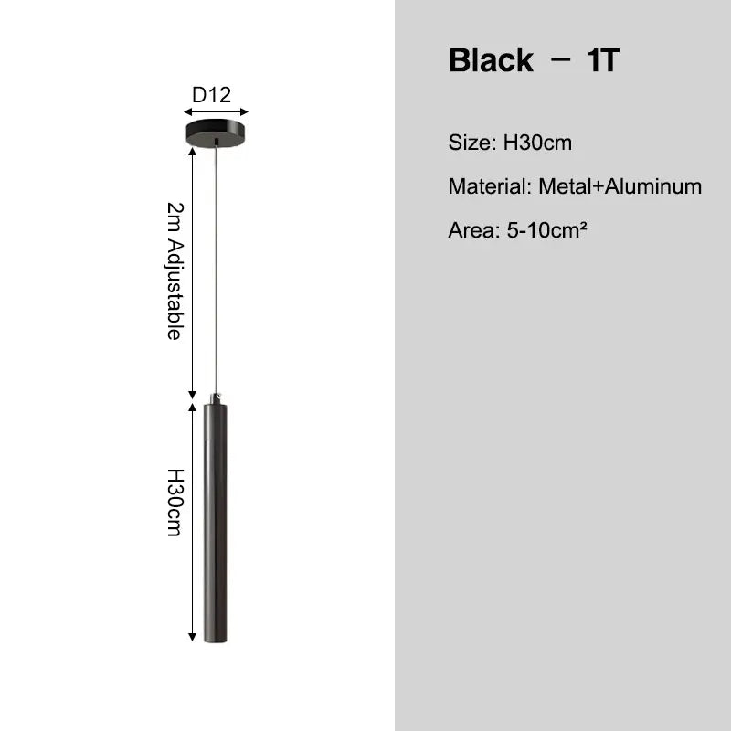 Black LED Cord Pendant