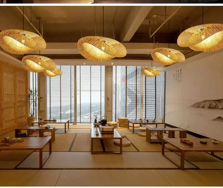 Large Woven Bamboo Pendant