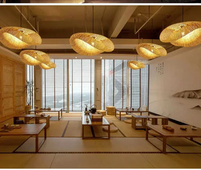 Large Woven Bamboo Pendant