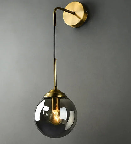 Gold Aura Round Glass Wall Sconce - Nordic Style