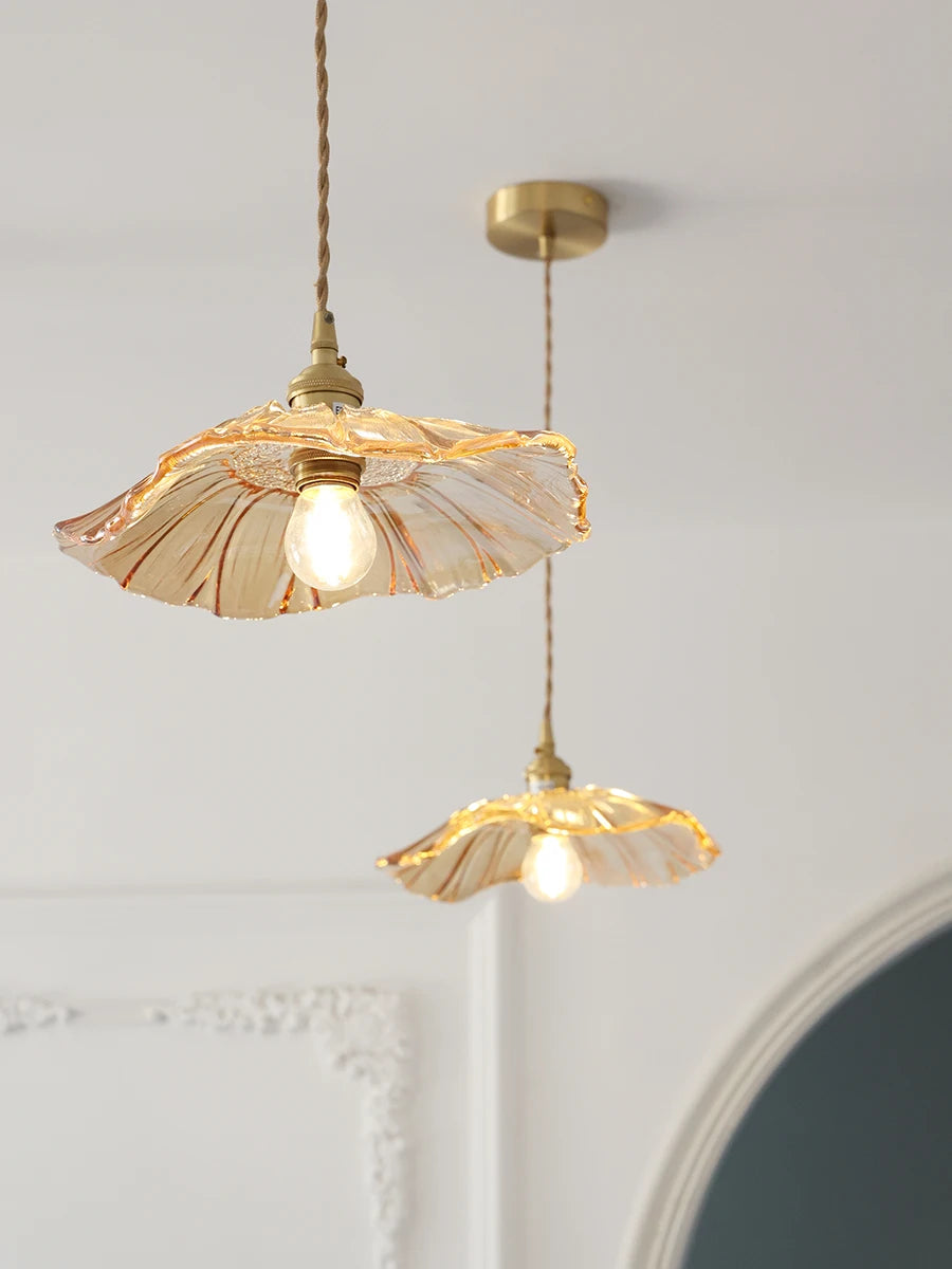 IWHD Nordic Vintage Copper Glass LED Pendant Light Fixtures