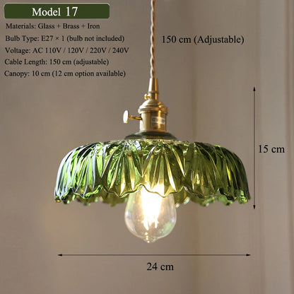 Green Glass Brass Pendant