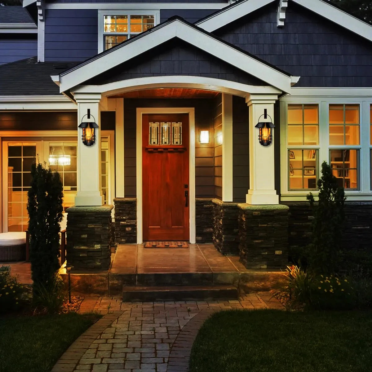 FlickerGlow Solar Wall Lanterns - 2Pack Sconce Lights