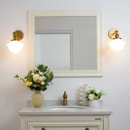 Rustic Vintage Wall Sconce with Milk Glass Shade