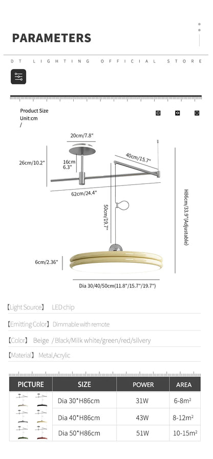 EyeCare Round Rotatable Dining Glam Light