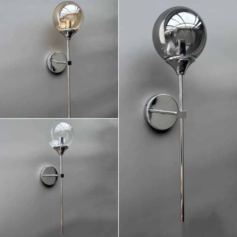 Gold Aura Round Glass Wall Sconce - Nordic Style