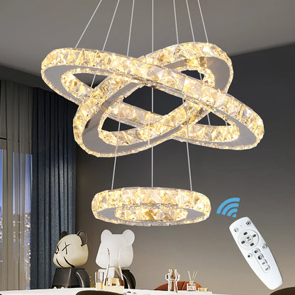 3-Ring Crystal LED Pendant Chandelier