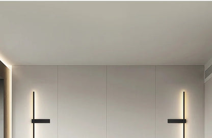 Minimalist Long LED Black Wall Lights Bedroom Art Decorate Sconce