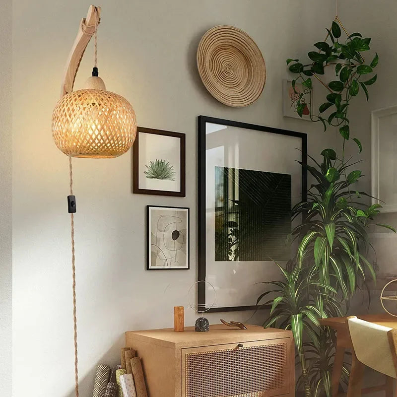 Bamboo Lantern Wall Lamp