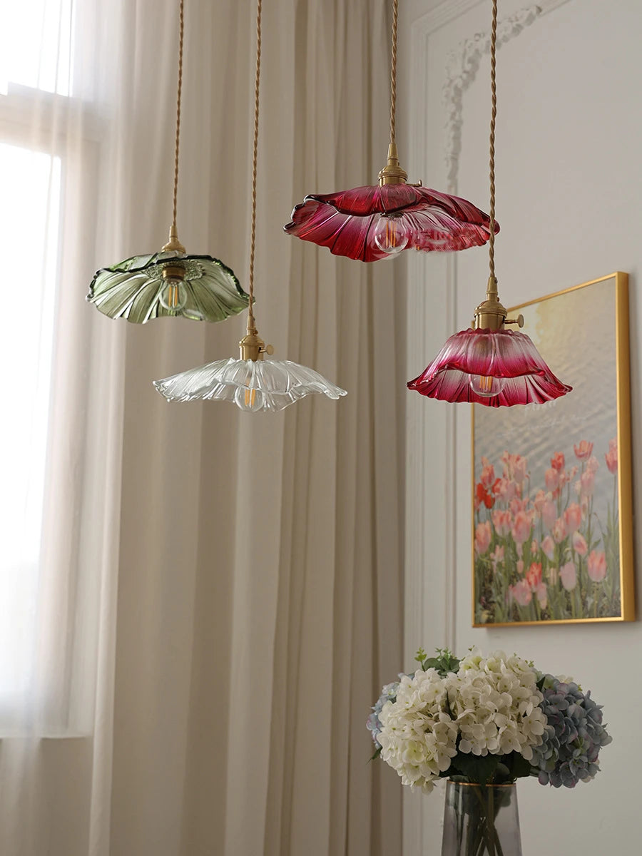 IWHD Nordic Vintage Copper Glass LED Pendant Light Fixtures