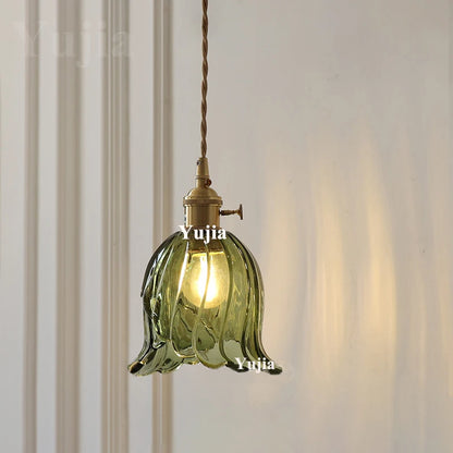 Green Glass Brass Pendant