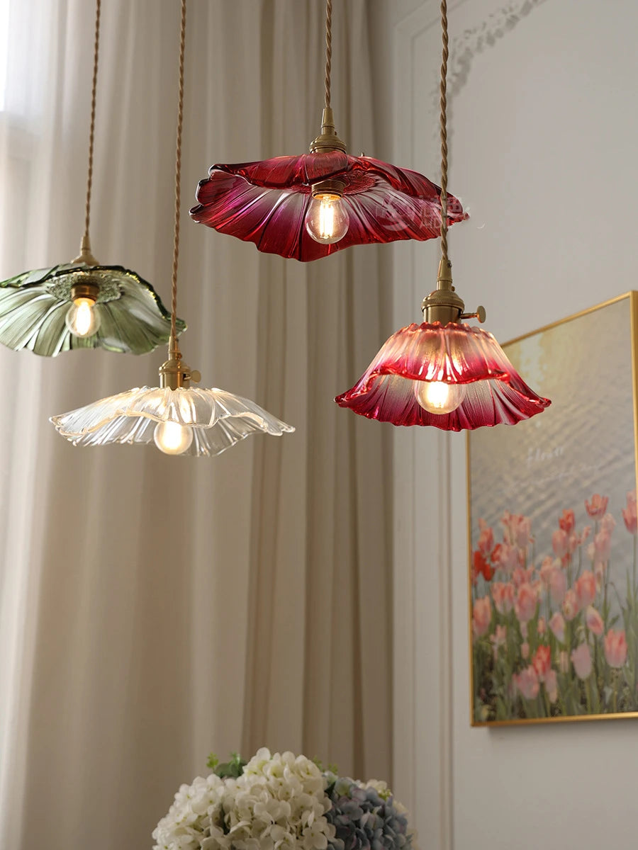 IWHD Nordic Vintage Copper Glass LED Pendant Light Fixtures