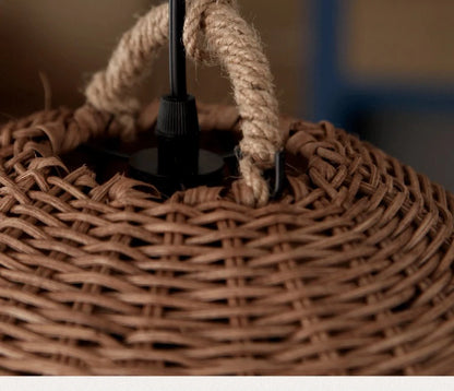 New Rattan Ceiling Chandelier Restaurant Retro Style Bar