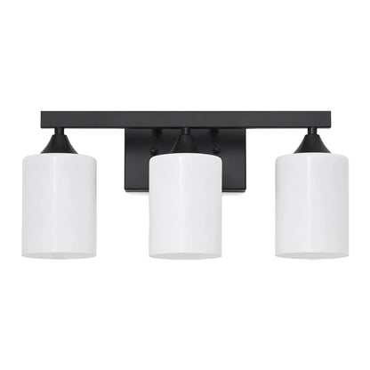 Matte Black Vanity Light with Frosted Glass — 3, 4 or 5 Lights
