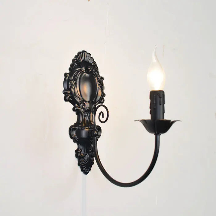 Retro Black Industrial Candle Wall Sconce Set