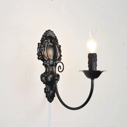 Retro Black Industrial Candle Wall Sconce Set