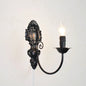 Retro Black Industrial Candle Wall Sconce Set