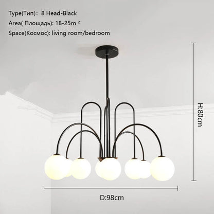 8 Head Milky Ball Chandelier