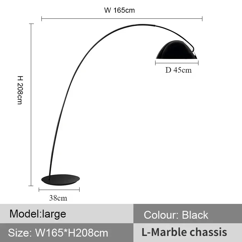 Arc Floor Lamp with Marble or Metal Base, Dimmable LED
