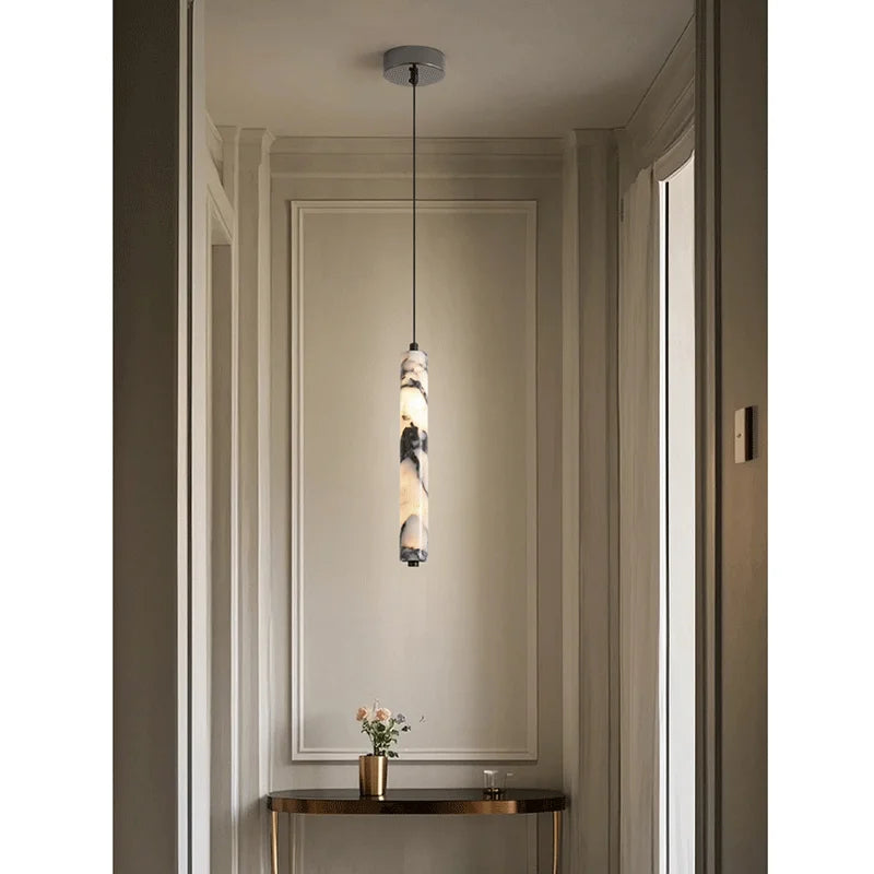 Black Marble Cylinder Pendant