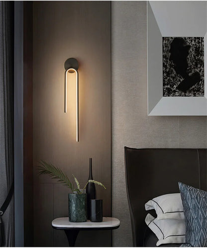 Minimalist Black LED Bedside Wall Sconce