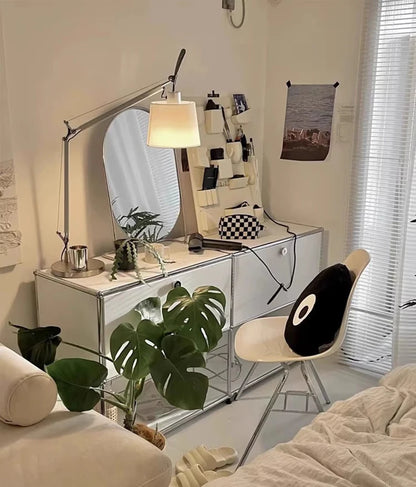 Elegant White Shade Table Lamp - Versatile Silver Design