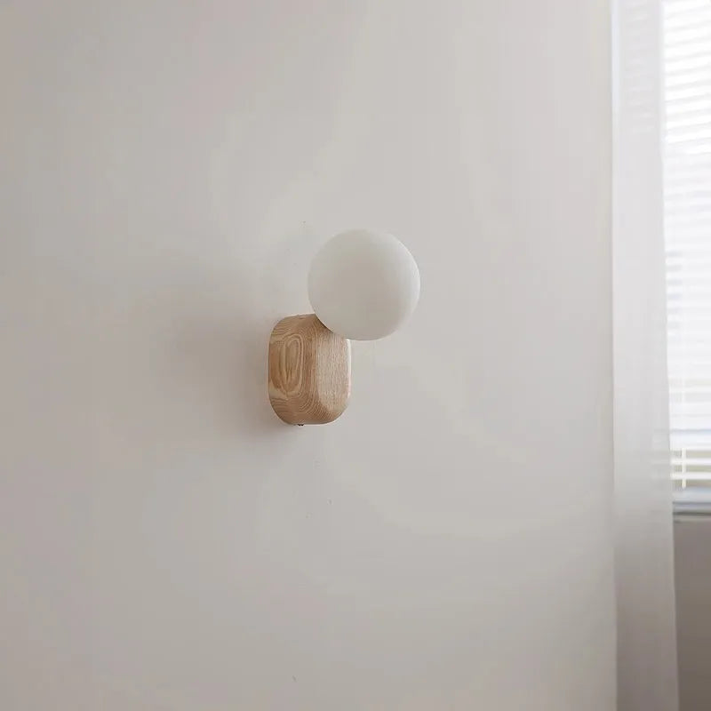 SphereGlow: Walnut Wabi-Sabi Wall Sconce Light
