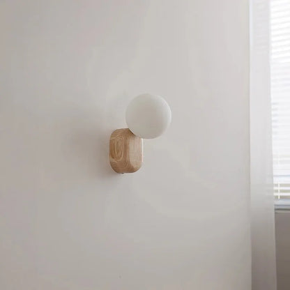 SphereGlow: Walnut Wabi-Sabi Wall Sconce Light