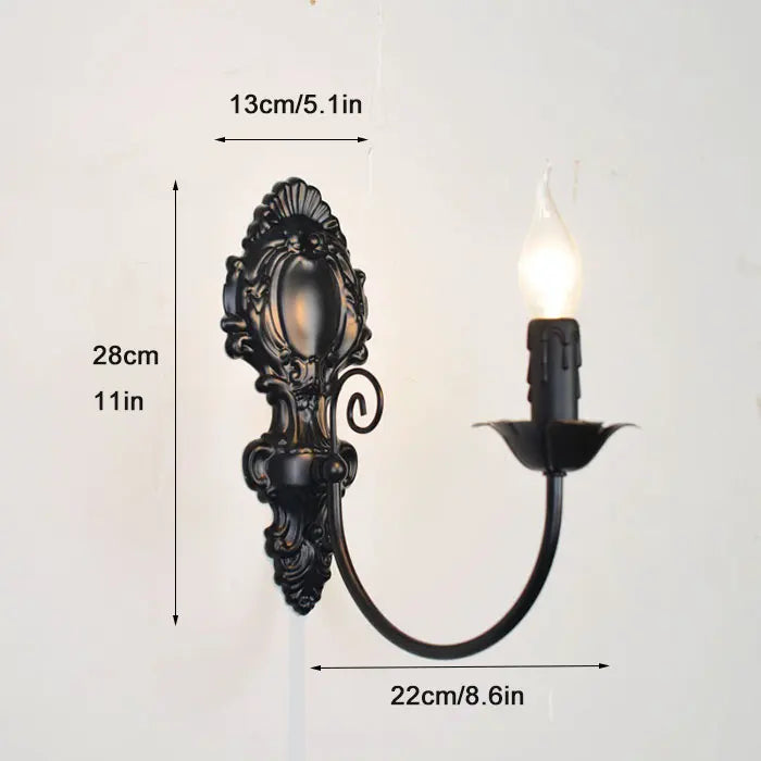 Retro Black Industrial Candle Wall Sconce Set
