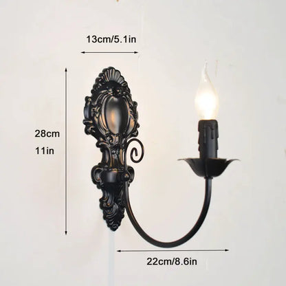 Retro Black Industrial Candle Wall Sconce Set