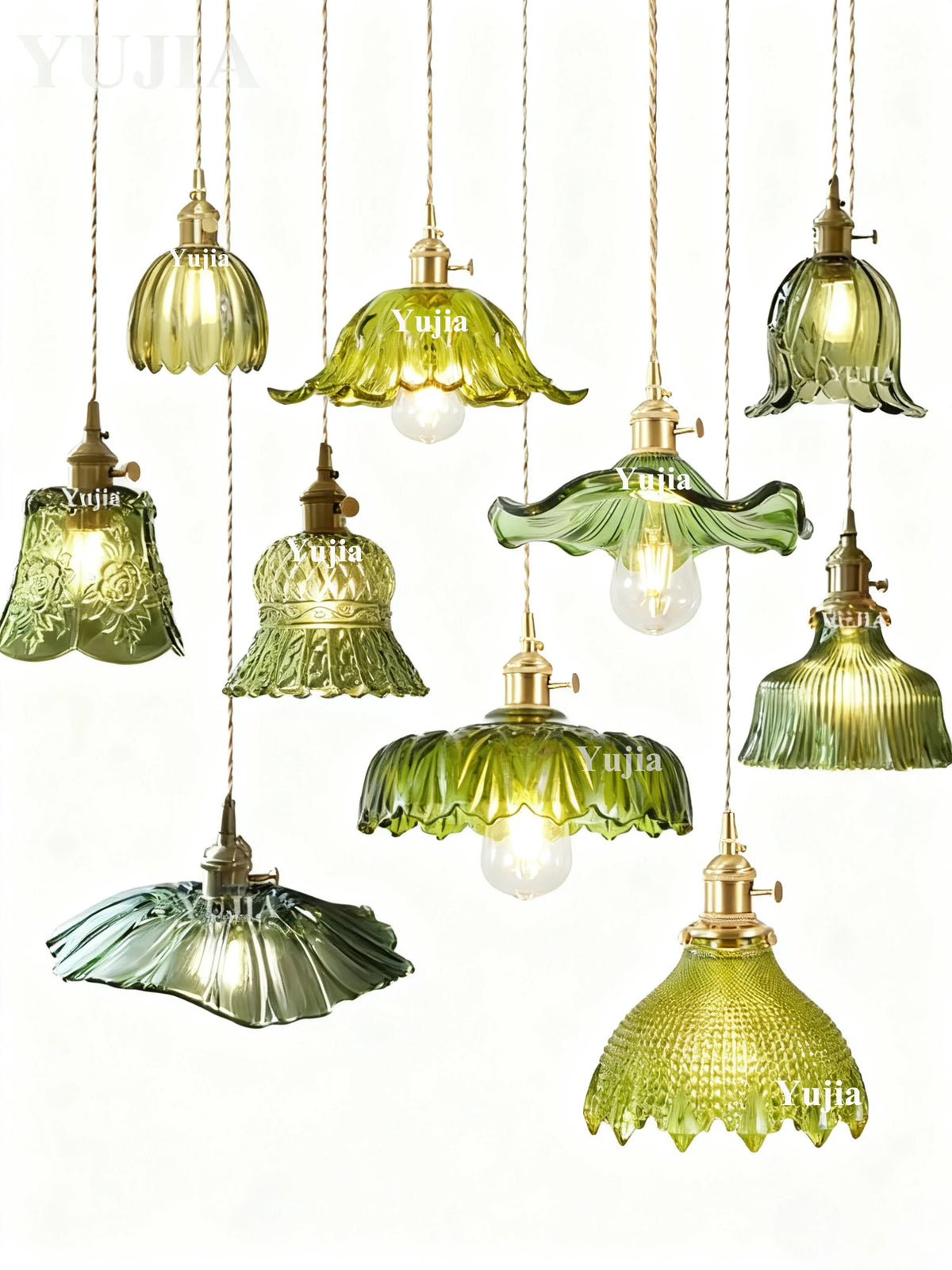 Green Glass Brass Pendant