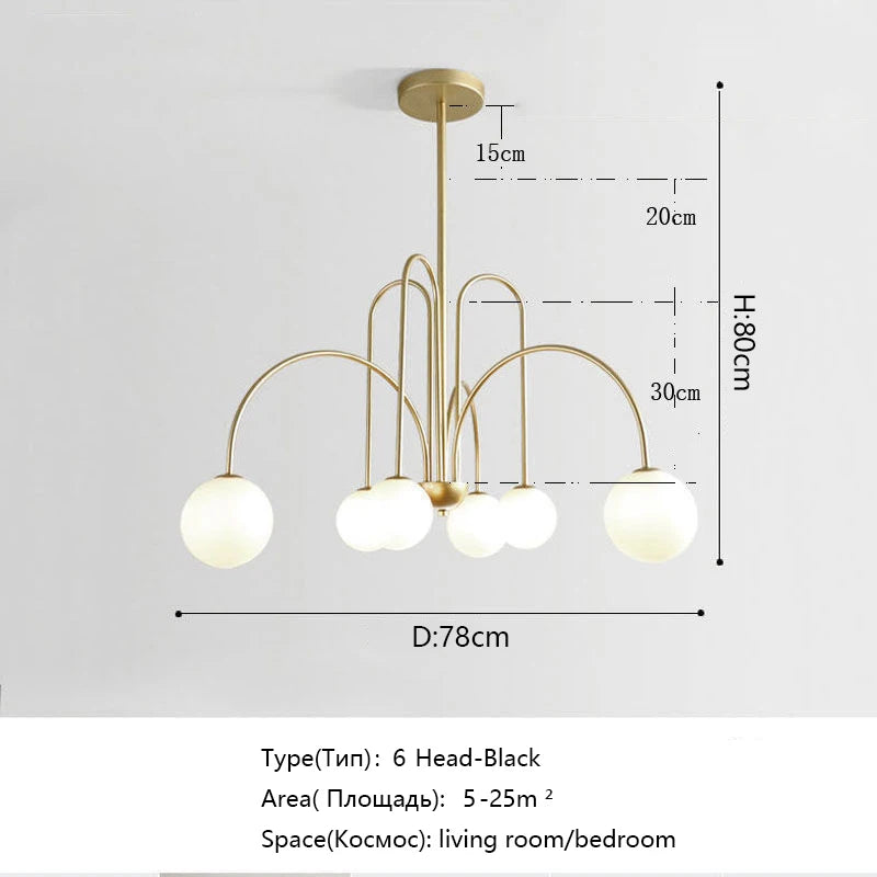 8 Head Milky Ball Chandelier