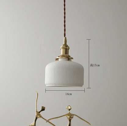 White Ceramic Brass Pendant Light